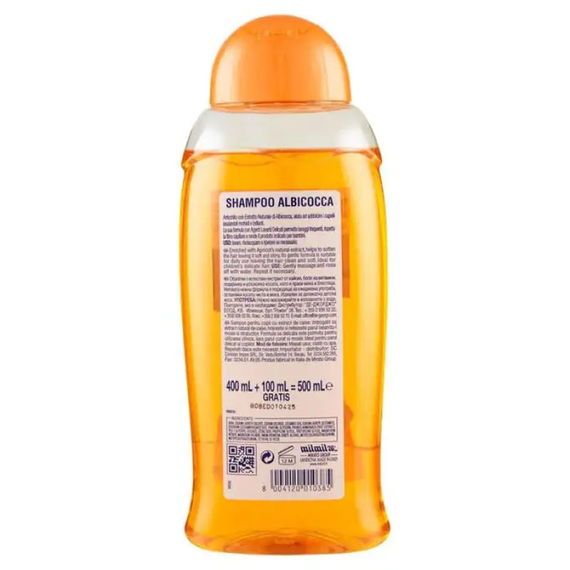 Mil Mil Sampon pentru Copii mai Bland cu Caise 400 ml, Bax 12 buc.